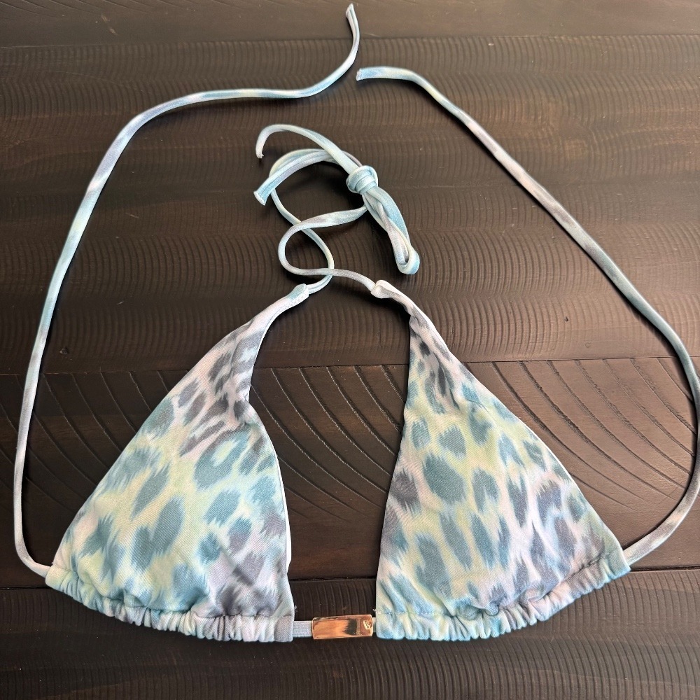 Victoria's Secret‎ Triangle Bikini Top Blue Leopard Print Swimwear Medium